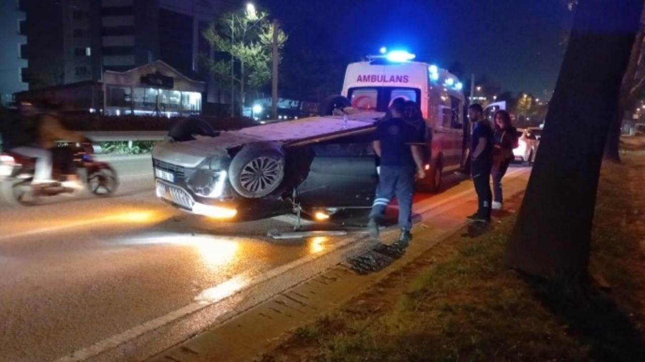 Bursa’da Gece Saatlerinde Korkutan Kaza: Araç Takla Attı