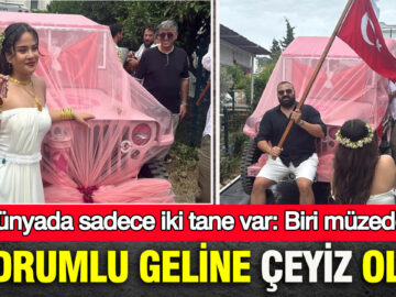 Dünyanın Teklerinden: Bodrumlu Geline Pembe Çeyiz Aracı Hediye Edildi